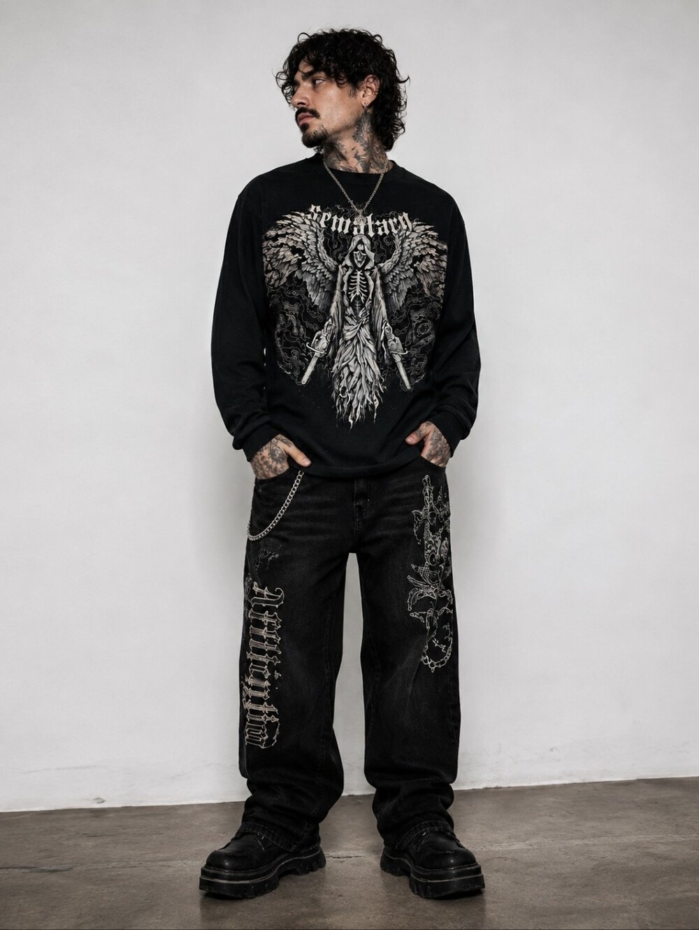 Affliction x Haunted Mound Sematary Massacre Men's Thermal Shirt XXL Black NWT